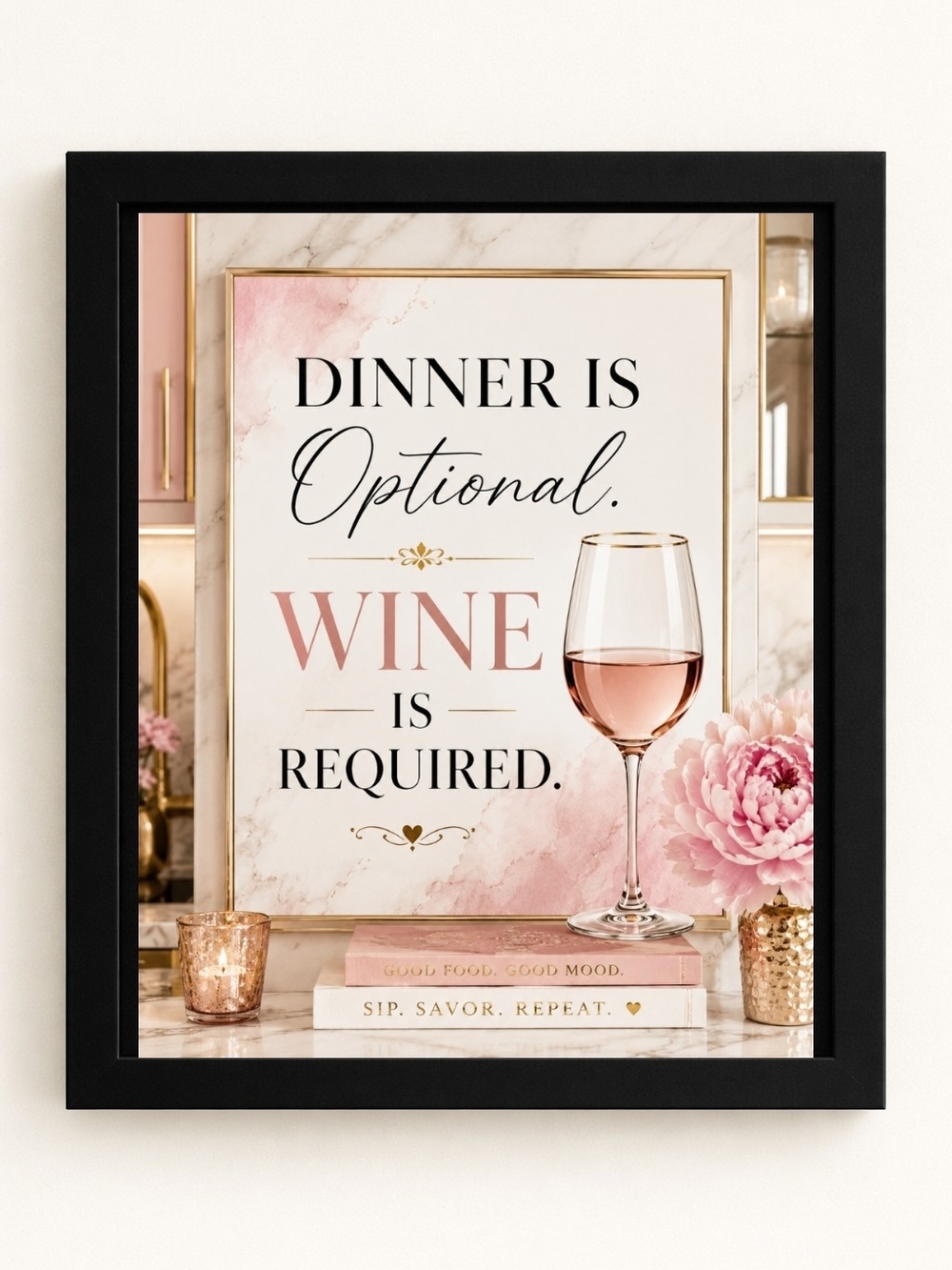 Wine Is Required Framed A.I. Art Print 8x10 Frame